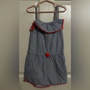 Mini Boden Kids Blue Romper with Neon Accents